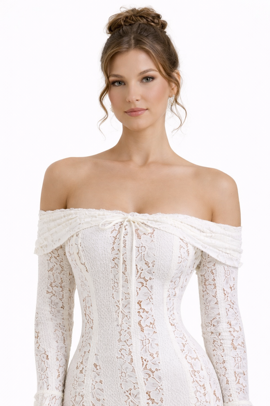 Annie | Women's Floral Lace Sculpting Sheer Mesh Maxi Dress