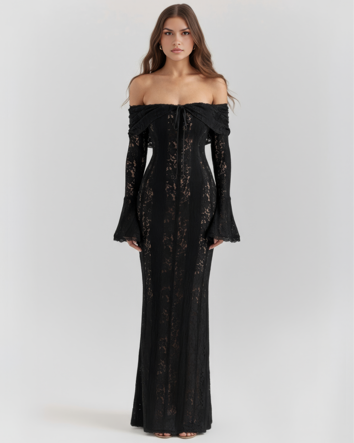 Alessandra | Women's Drama Floral Lace Off-Shoulder Maxi Dress