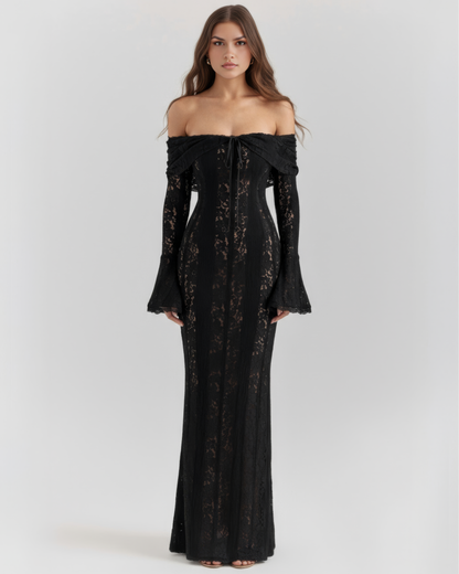 Alessandra | Women's Drama Floral Lace Off-Shoulder Maxi Dress