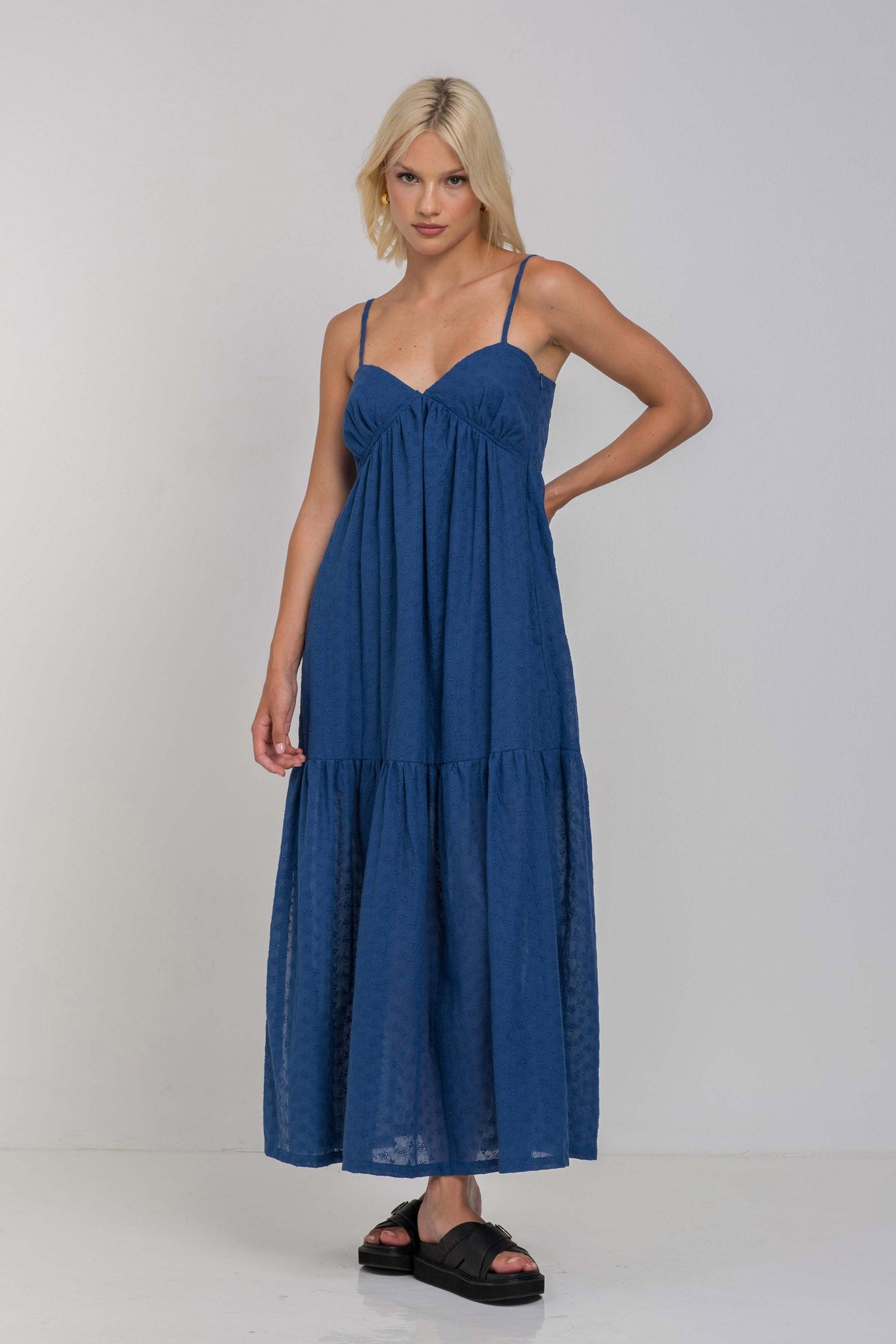 Moon | Women's Alluring Dark Sky Tiered Cami Midi Dress