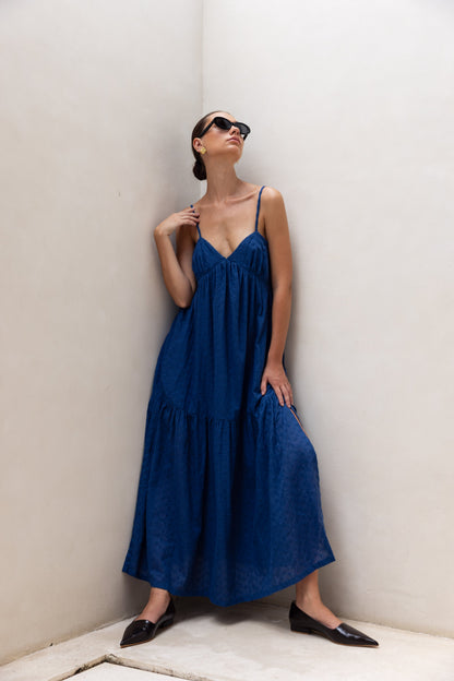 Moon | Women's Alluring Dark Sky Tiered Cami Midi Dress