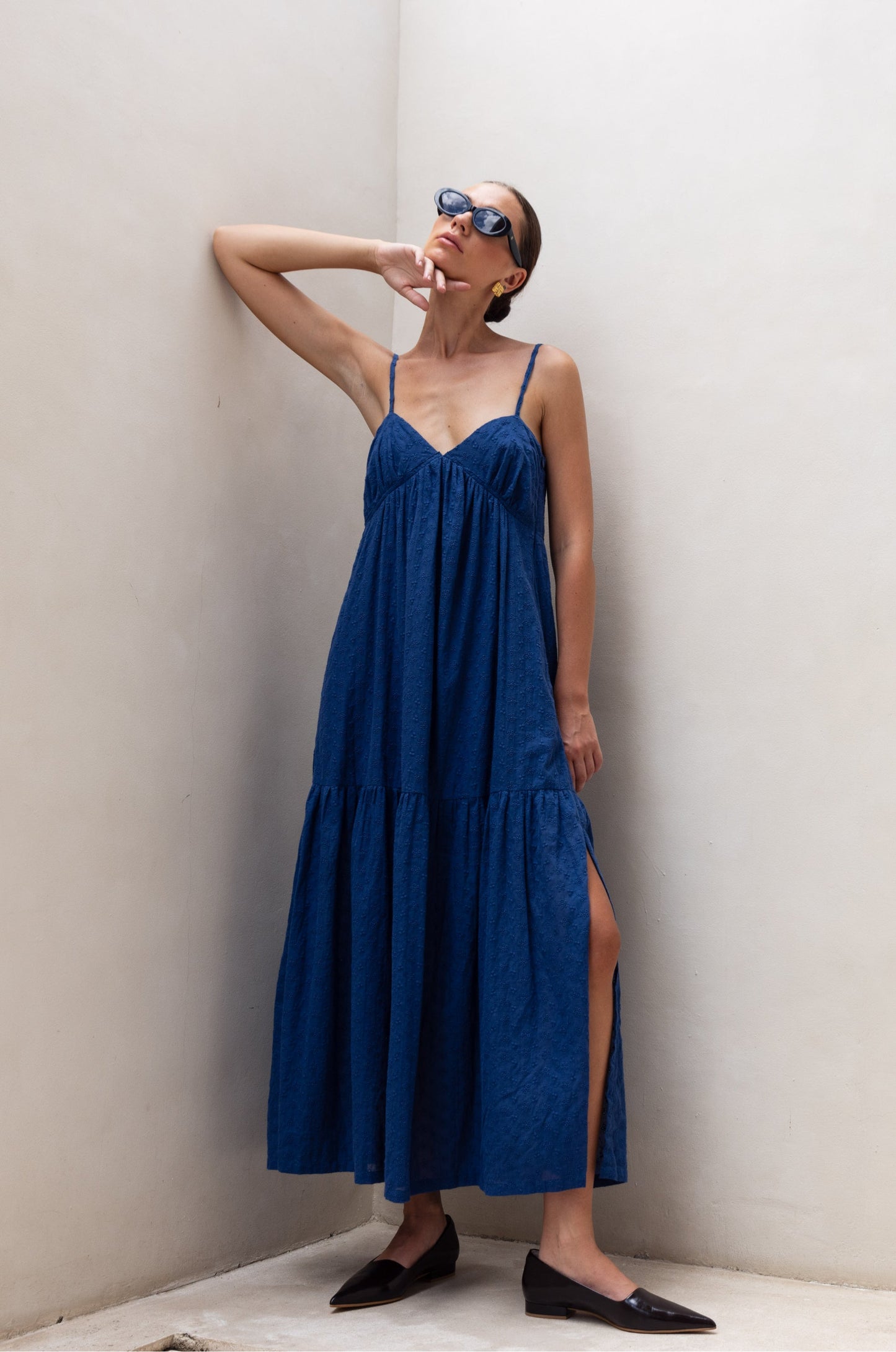 Moon | Women's Alluring Dark Sky Tiered Cami Midi Dress