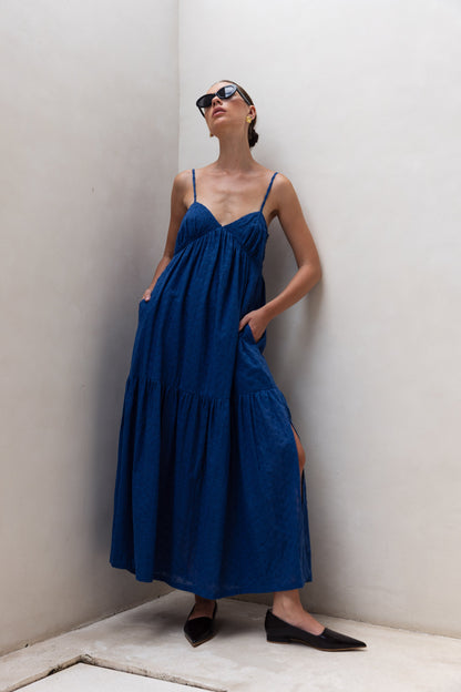 Moon | Women's Alluring Dark Sky Tiered Cami Midi Dress