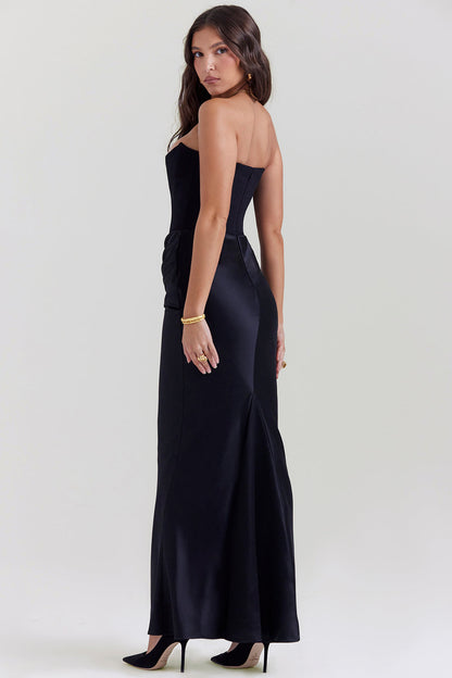 Stella | Women's Timeless Strapless Satin Maxi Dress