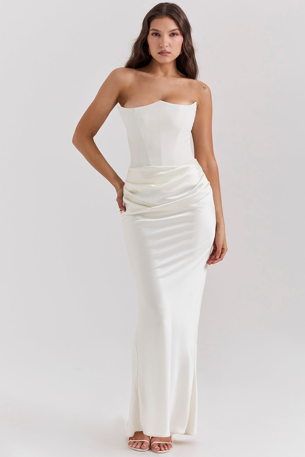 Stella | Women's Timeless Strapless Satin Maxi Dress