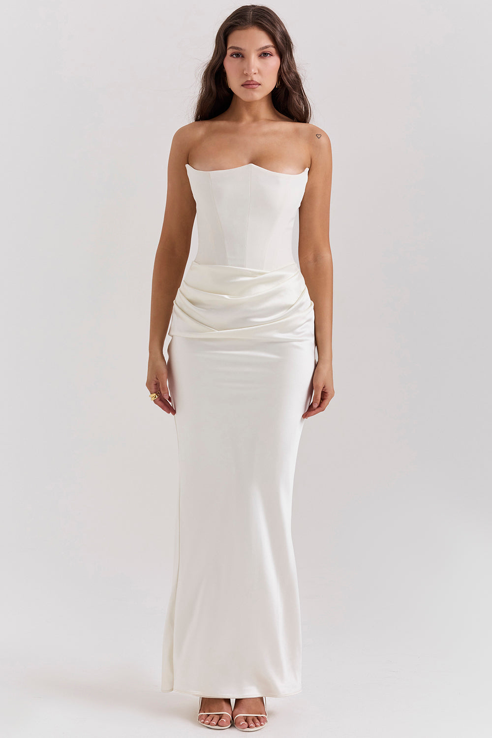 Stella | Women's Timeless Strapless Satin Maxi Dress