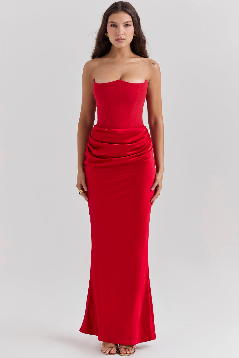 Stella | Women's Timeless Strapless Satin Maxi Dress