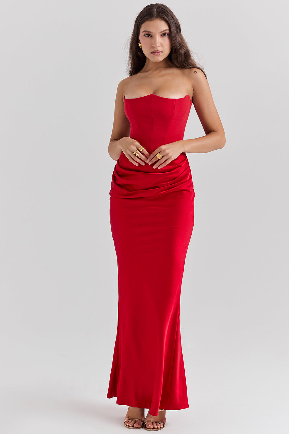 Stella | Women's Timeless Strapless Satin Maxi Dress