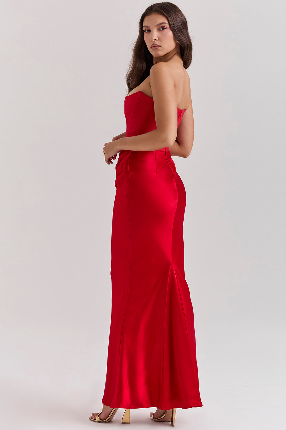 Stella | Women's Timeless Strapless Satin Maxi Dress
