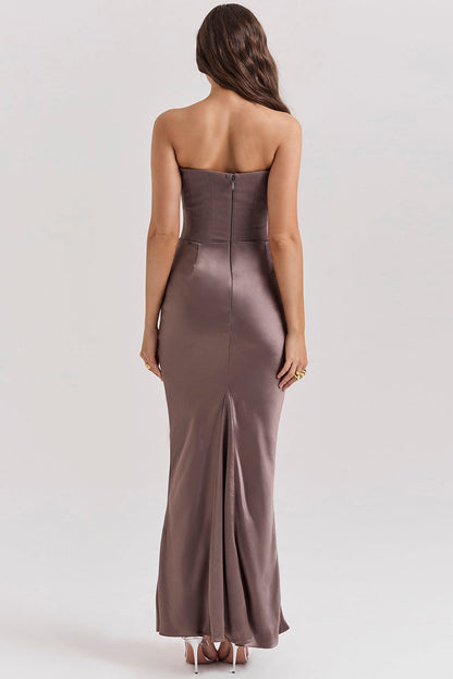 Stella | Women's Timeless Strapless Satin Maxi Dress
