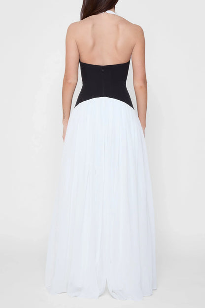 Leia | Women's Plunge Halter Corset Maxi Dress