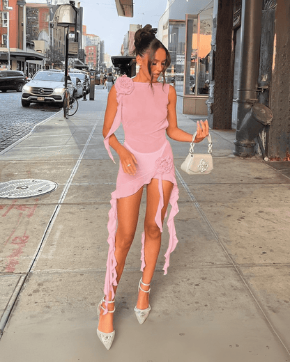 Alanna | Women's Backless Mini Summer Vacation Cover-up Dress