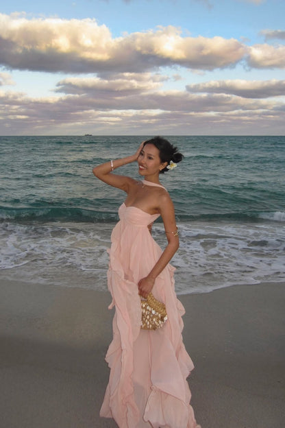 Imogen | Women's Strapless Ruffled Maxi Wedding Guest Dress