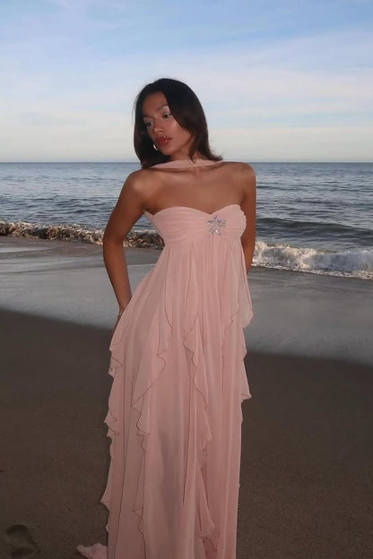 Imogen | Women's Strapless Ruffled Maxi Wedding Guest Dress