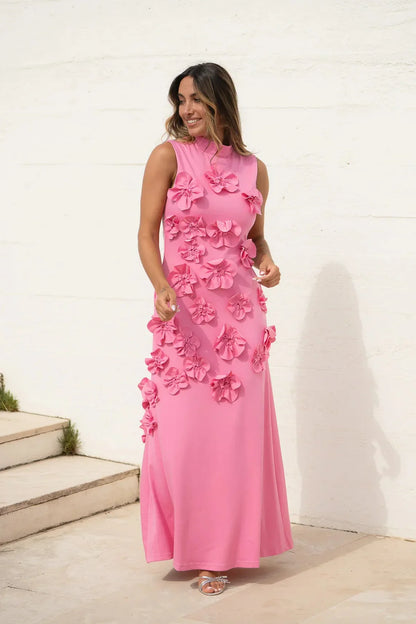 Janelle | Women's Flower Sleeveless Maxi Wedding Guest Dress