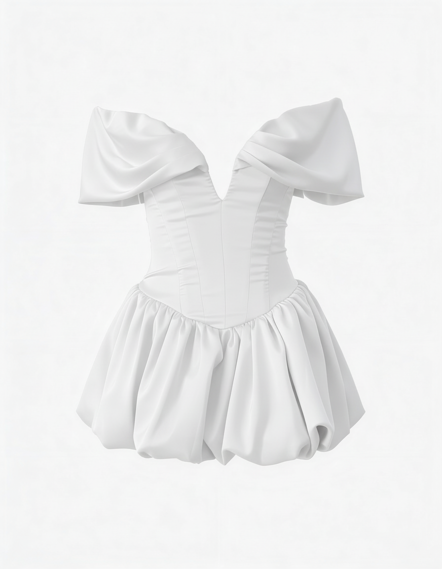 Nina | Women's Off-Shoulder Plunging Bubble Mini Dress