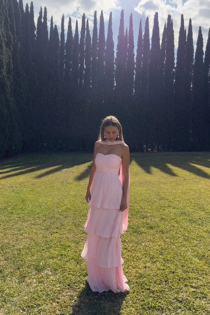 Odessa | Women's Strapless Tiered Maxi Wedding Guest Dress