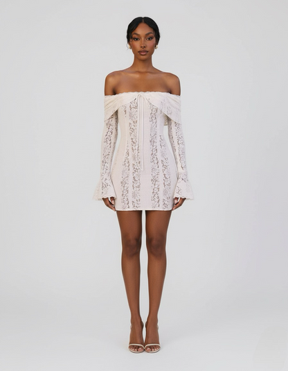 Ava | Women's Lace Off-Shoulder Bell-Sleeve Mini Dress