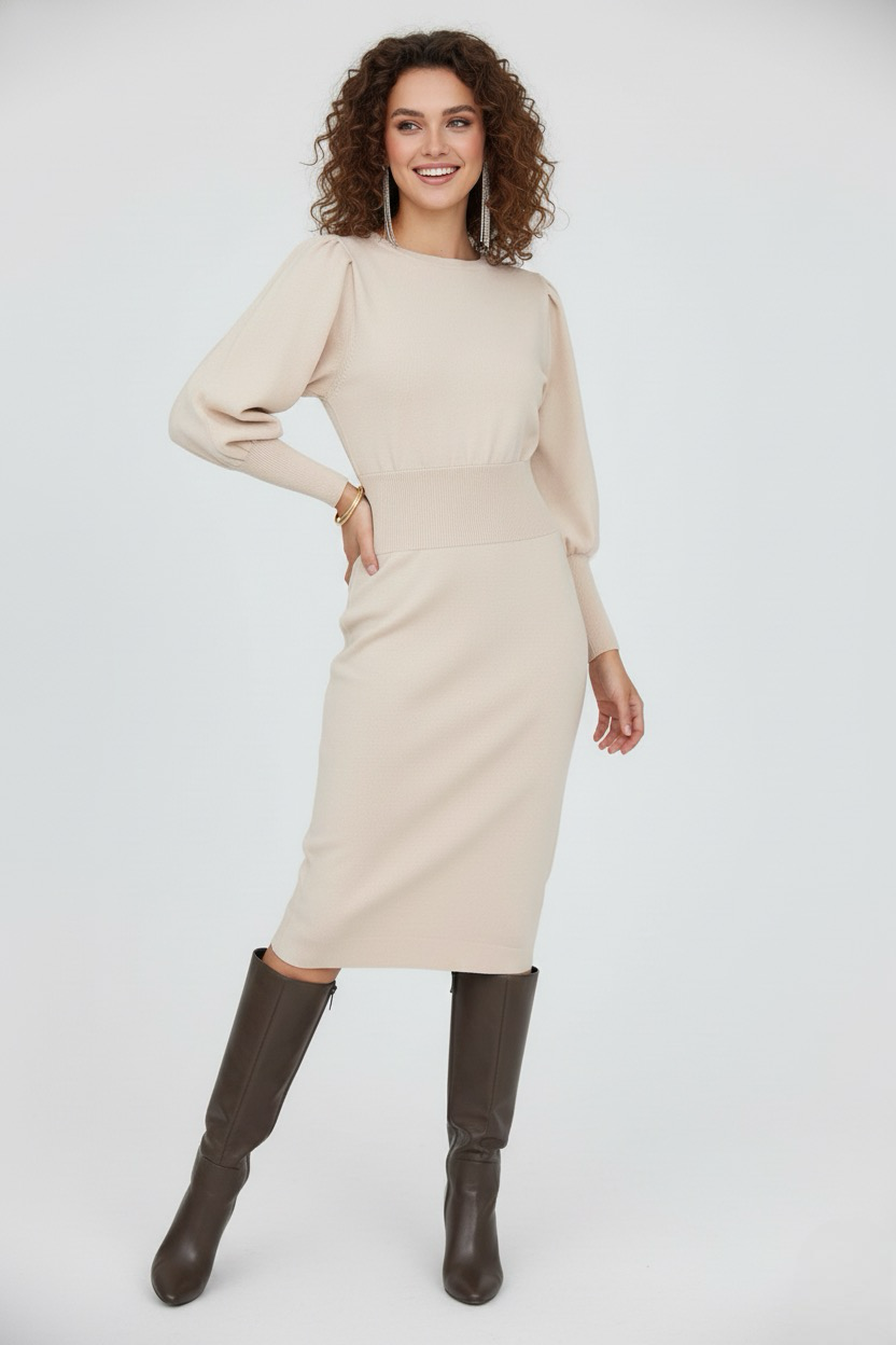 Celeste | Tailored Dramatic Balloon-Sleeve Dress