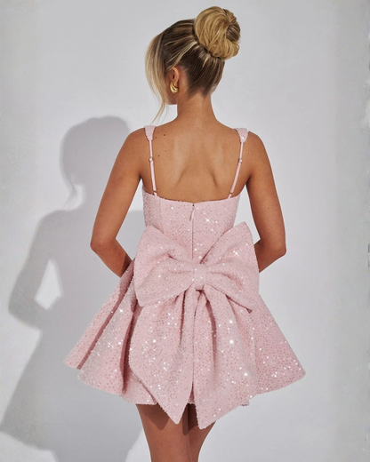 Victoria | Women's Dazzling Sequin Bow Mini Dress