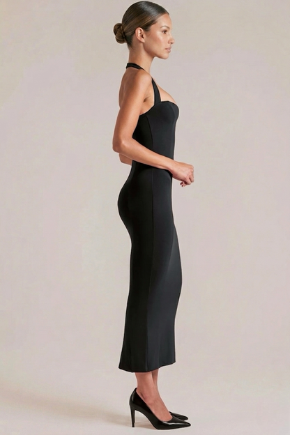 Clara | Women's Contouring Sweetheart Fluted Halter Midaxi Dress
