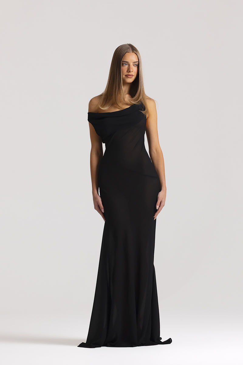 Natalie | Elegant Cowl Neck Gown Maxi Dress