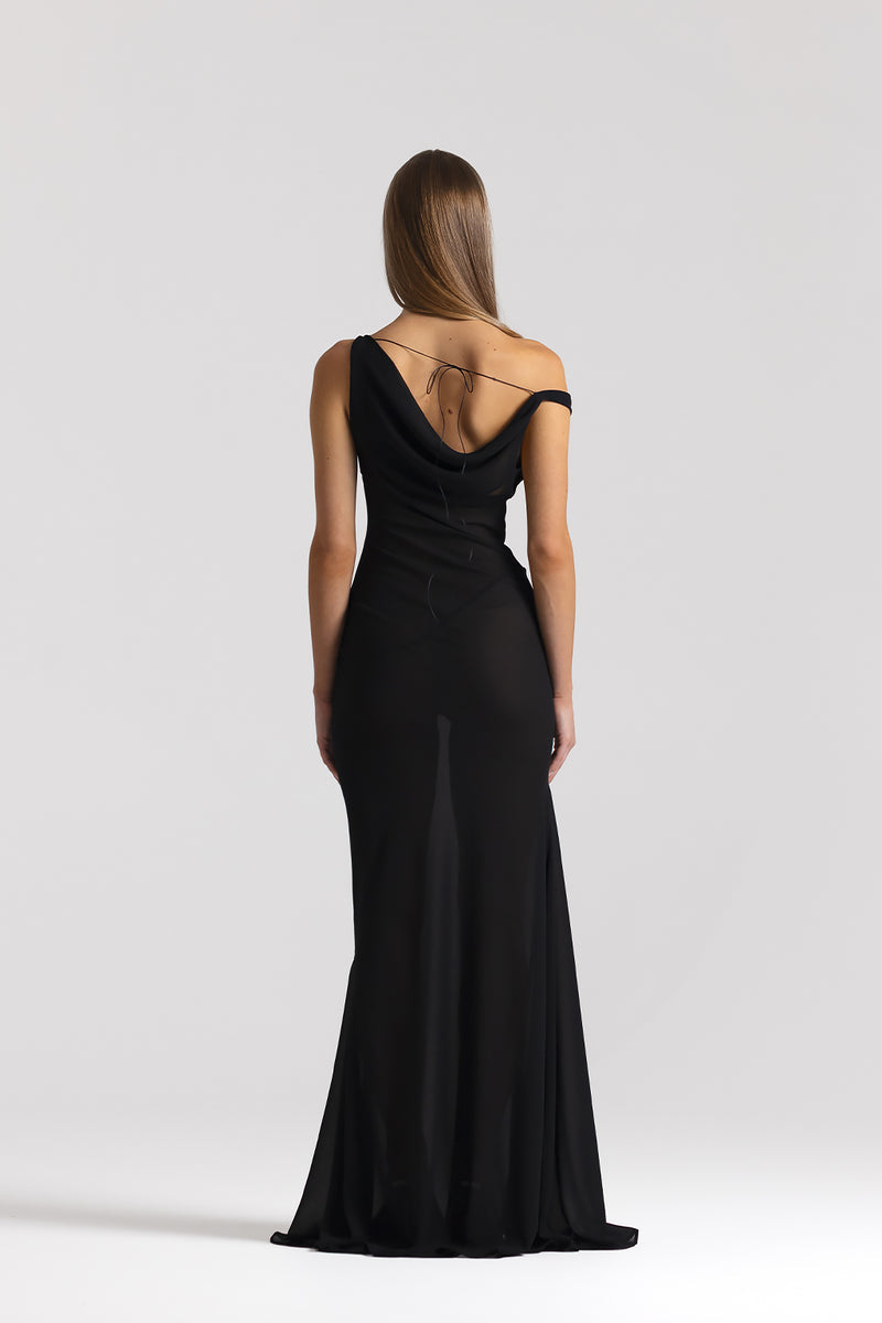 Natalie | Elegant Cowl Neck Gown Maxi Dress