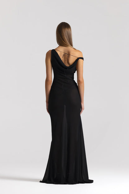 Natalie | Elegant Cowl Neck Gown Maxi Dress