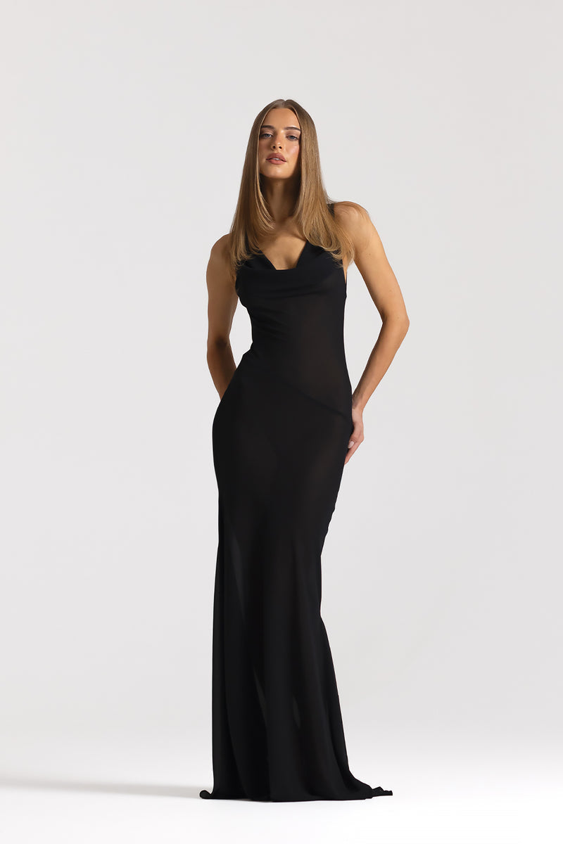 Natalie | Elegant Cowl Neck Gown Maxi Dress