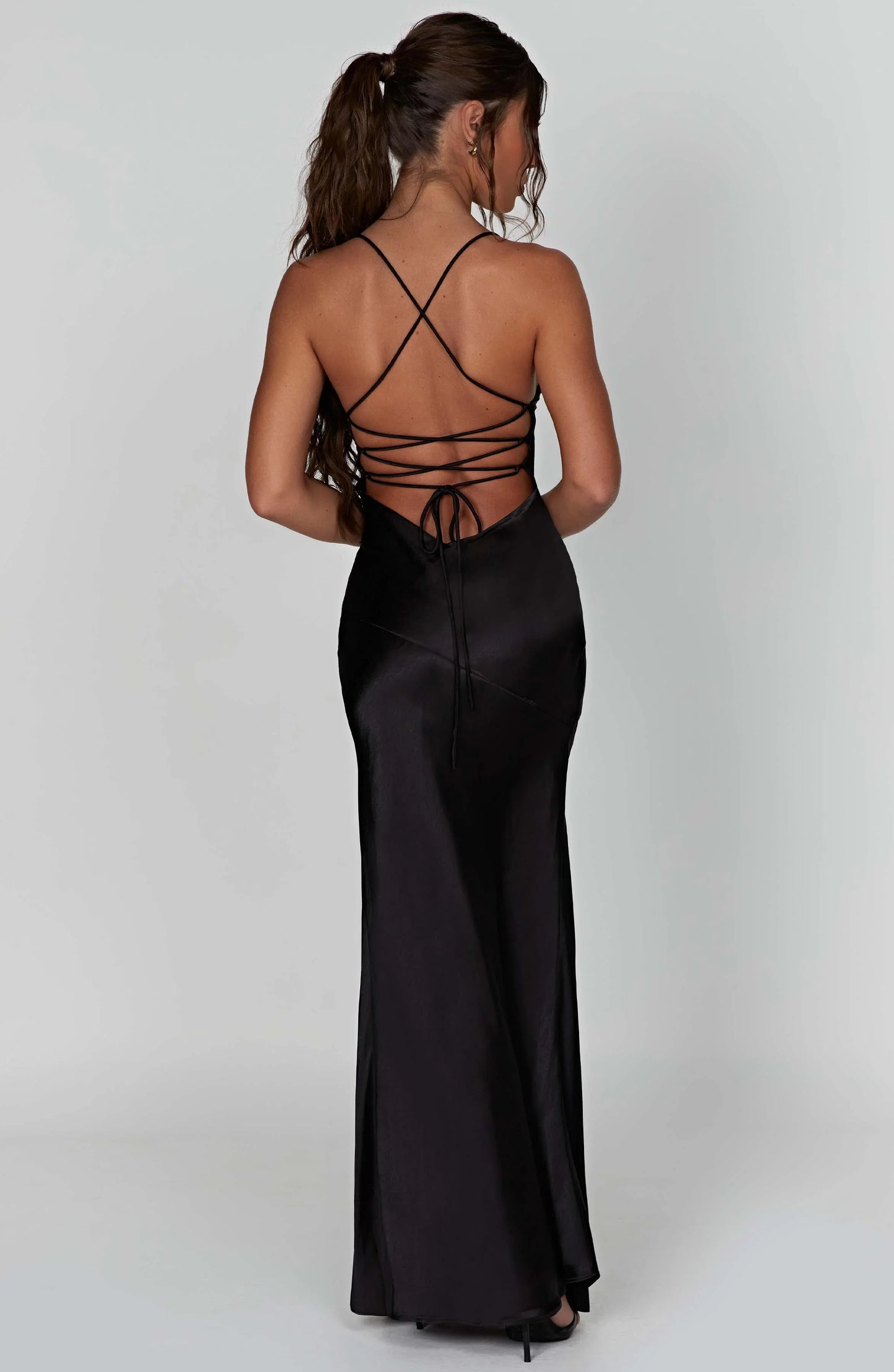 Daisy | Women's Bias-Cut Plunge-Neck Satin Slit Maxi Dress
