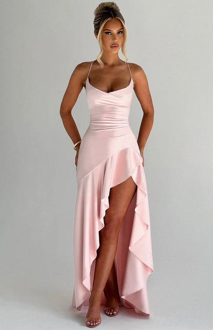 Lucia | Women's Twist Cowl-Neck Satin Maxi Gown