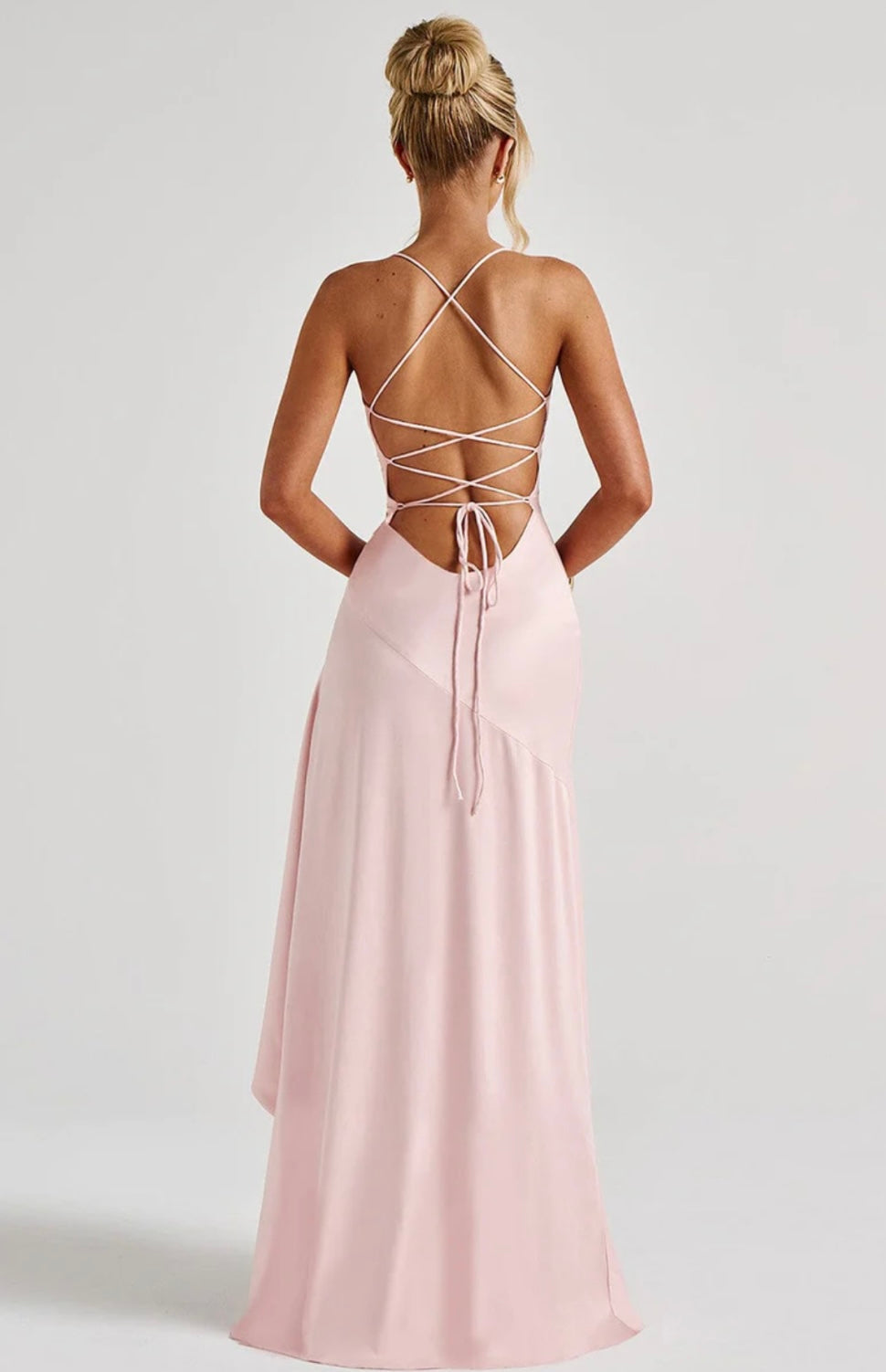 Lucia | Women's Twist Cowl-Neck Satin Maxi Gown