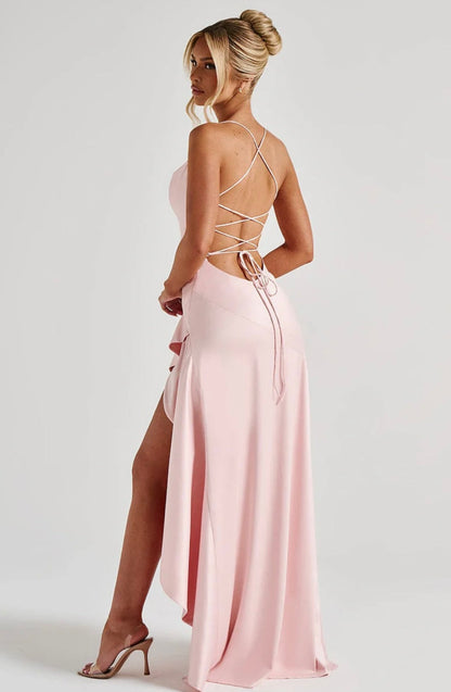 Lucia | Women's Twist Cowl-Neck Satin Maxi Gown