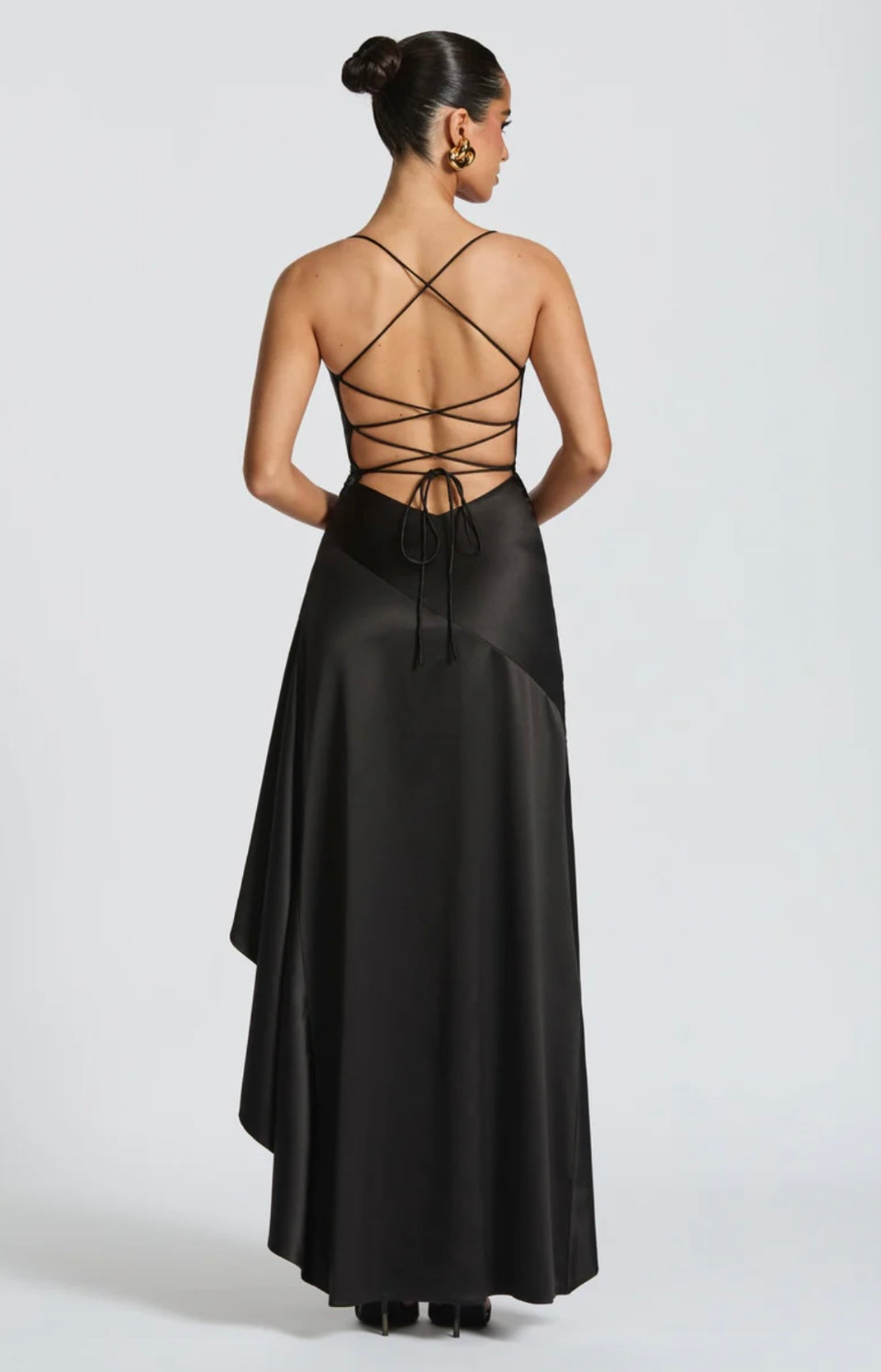 Lucia | Women's Twist Cowl-Neck Satin Maxi Gown