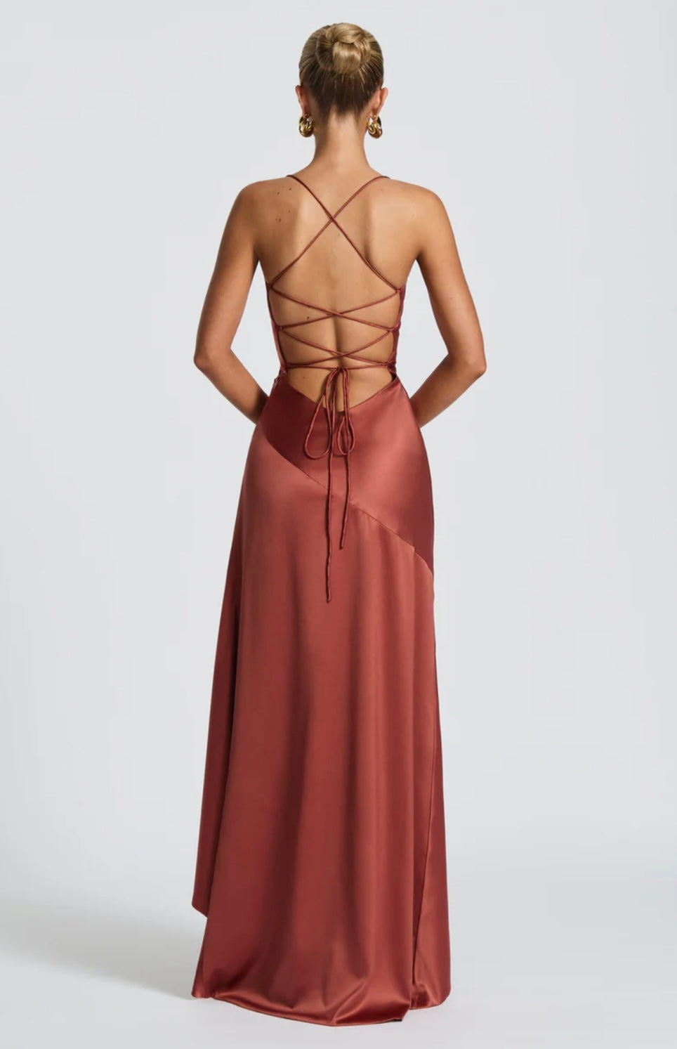 Lucia | Women's Twist Cowl-Neck Satin Maxi Gown