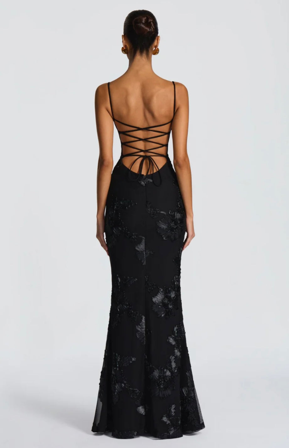 Soraya | Women's Floral Ribbon Mesh Maxi Gown