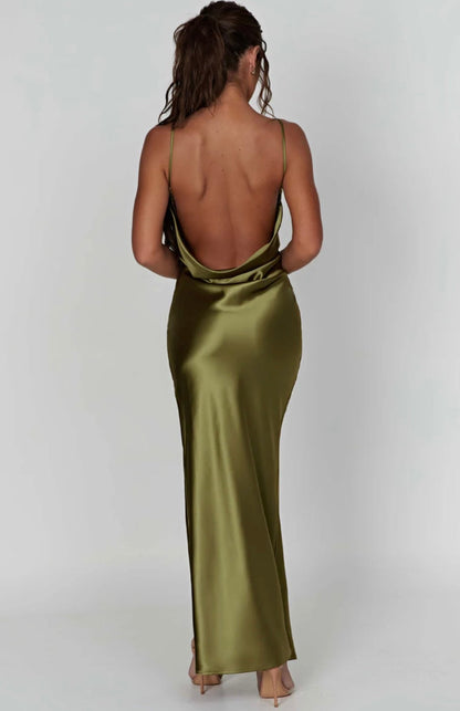 Sarina | Women's Cowl-Neck Open-Back Maxi Dress
