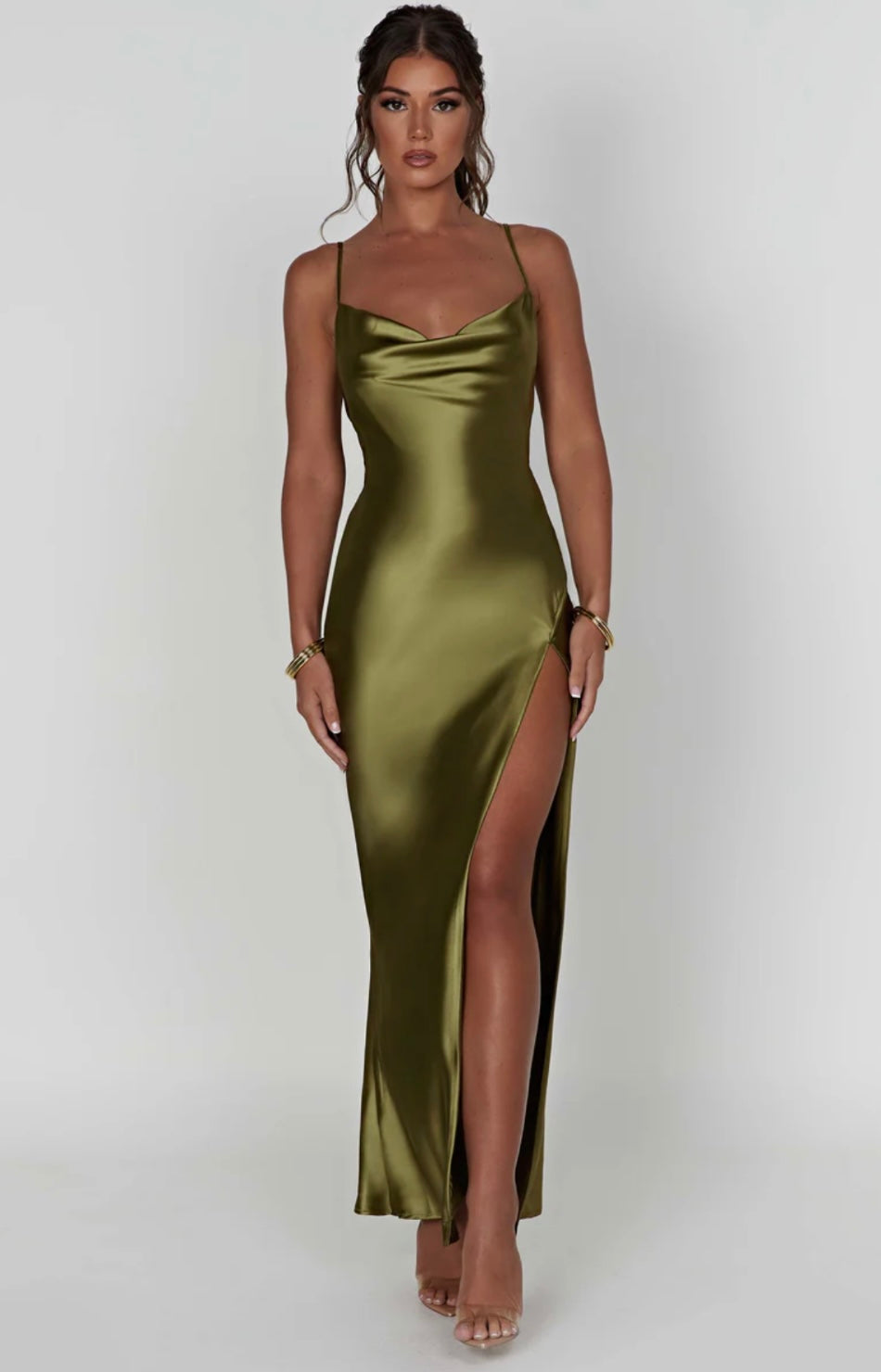Sarina | Women's Cowl-Neck Open-Back Maxi Dress