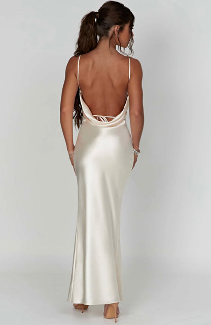Sarina | Women's Cowl-Neck Open-Back Maxi Dress