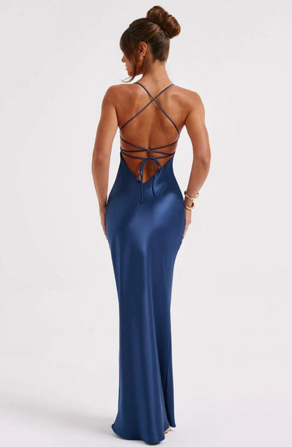 Macie | Women's Body-Skimming Draped Maxi Gown