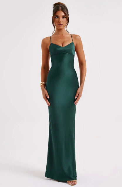 Macie | Women's Body-Skimming Draped Maxi Gown