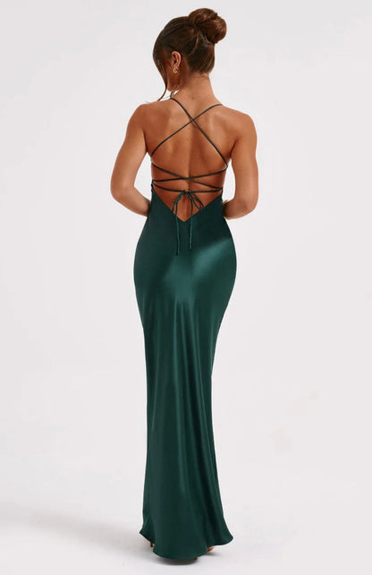 Macie | Women's Body-Skimming Draped Maxi Gown