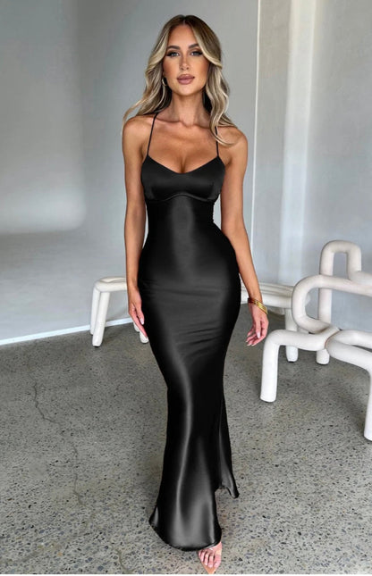 Macie | Women's Body-Skimming Draped Maxi Gown