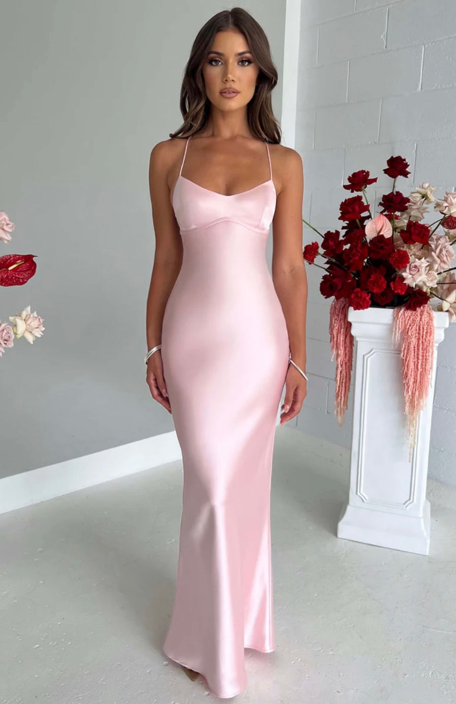 Macie | Women's Body-Skimming Draped Maxi Gown