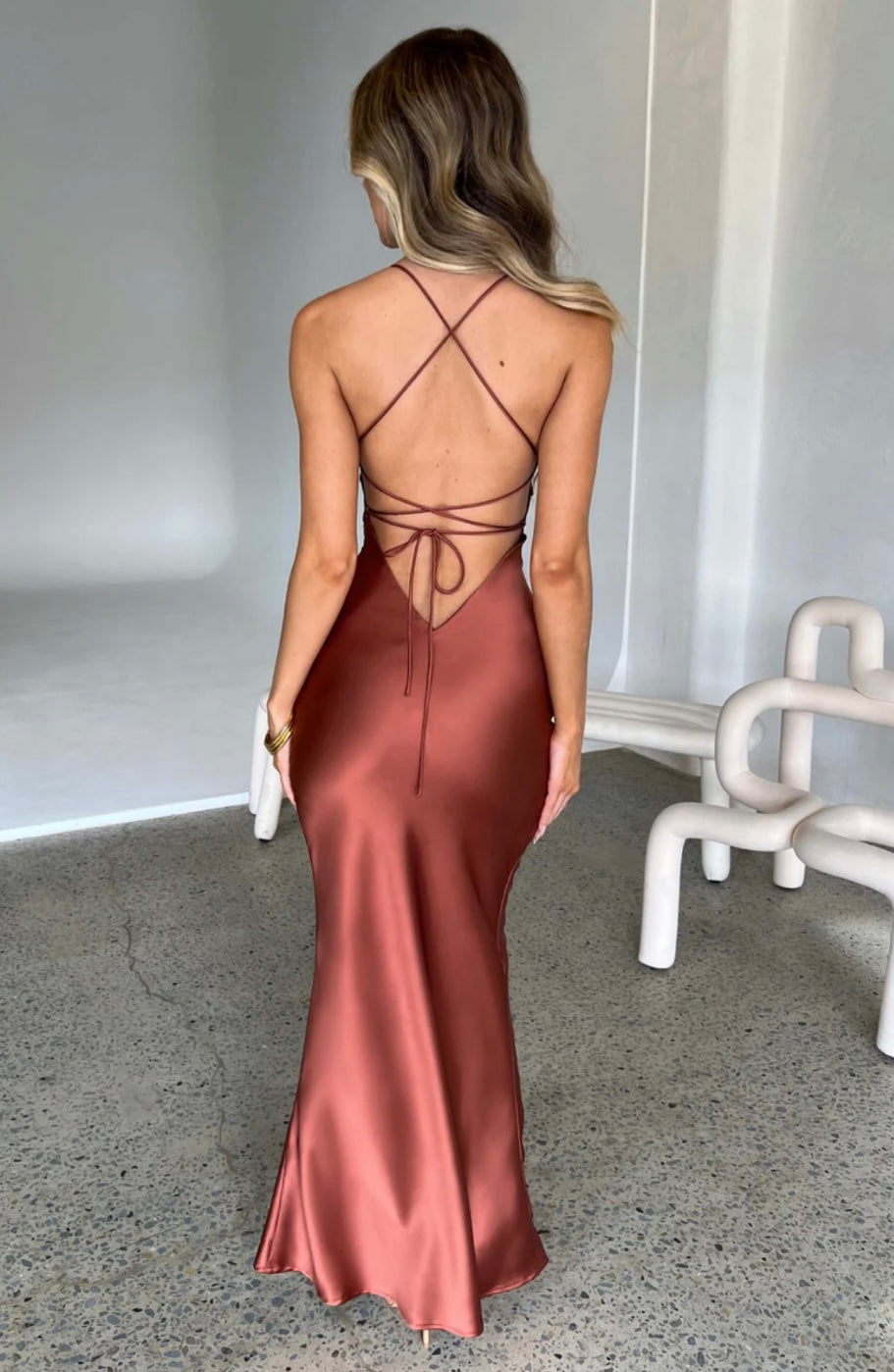 Macie | Women's Body-Skimming Draped Maxi Gown