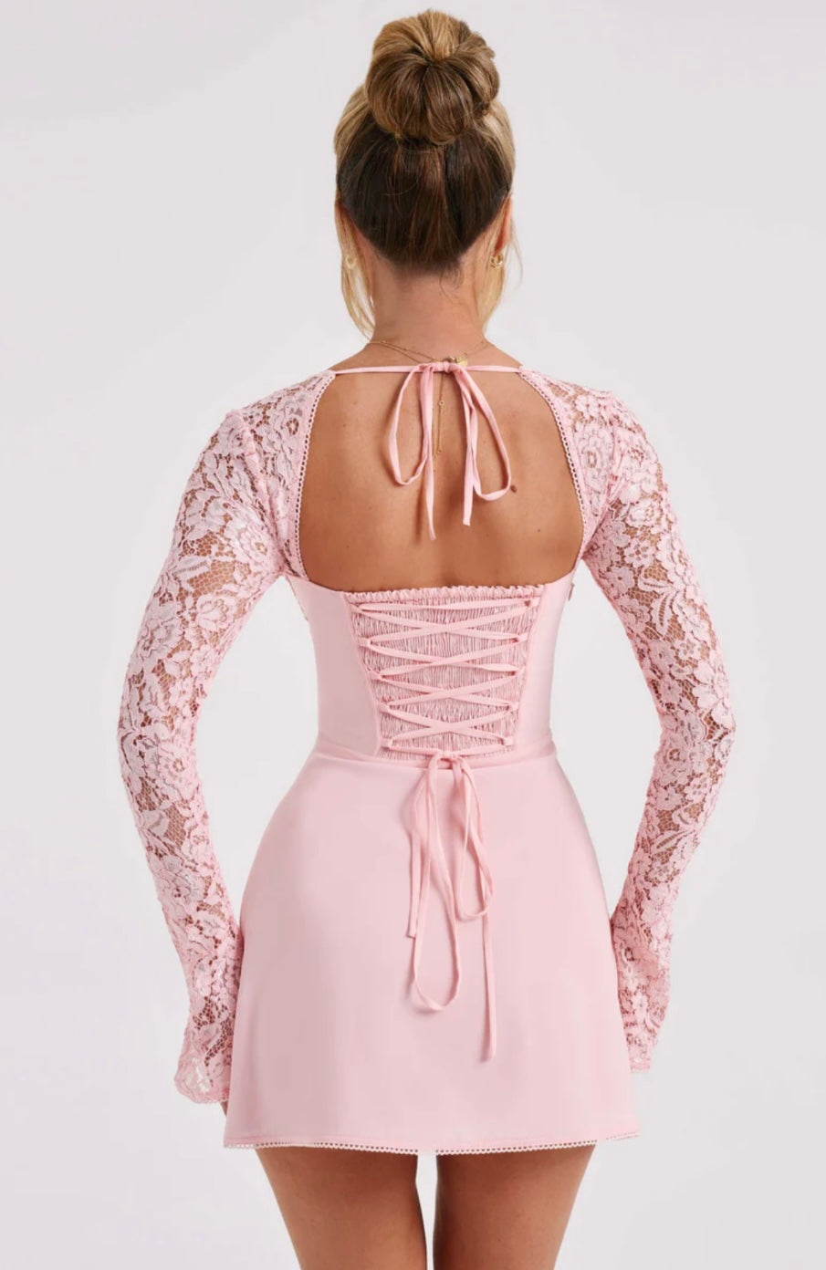 Jasmine | Women's Flared-Sleeve Sculpted Bust Lace Mini Dress