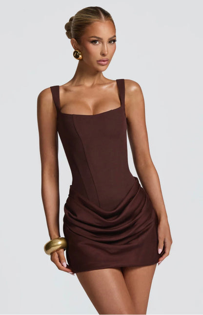 Lillian | Women's Sculpted Draped Crepe-and-Satin Mini Dress