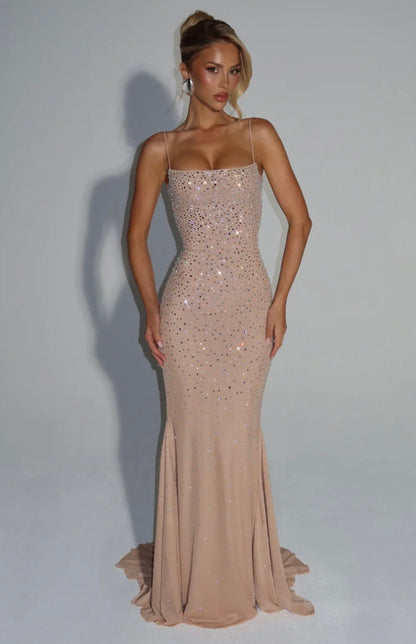 Josie | Women's Structured Bodice Shimmer Maxi Gown
