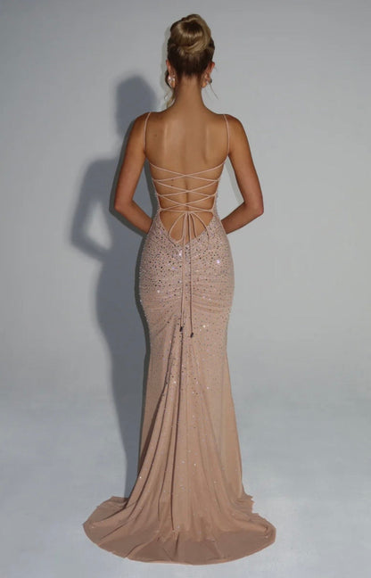 Josie | Women's Structured Bodice Shimmer Maxi Gown
