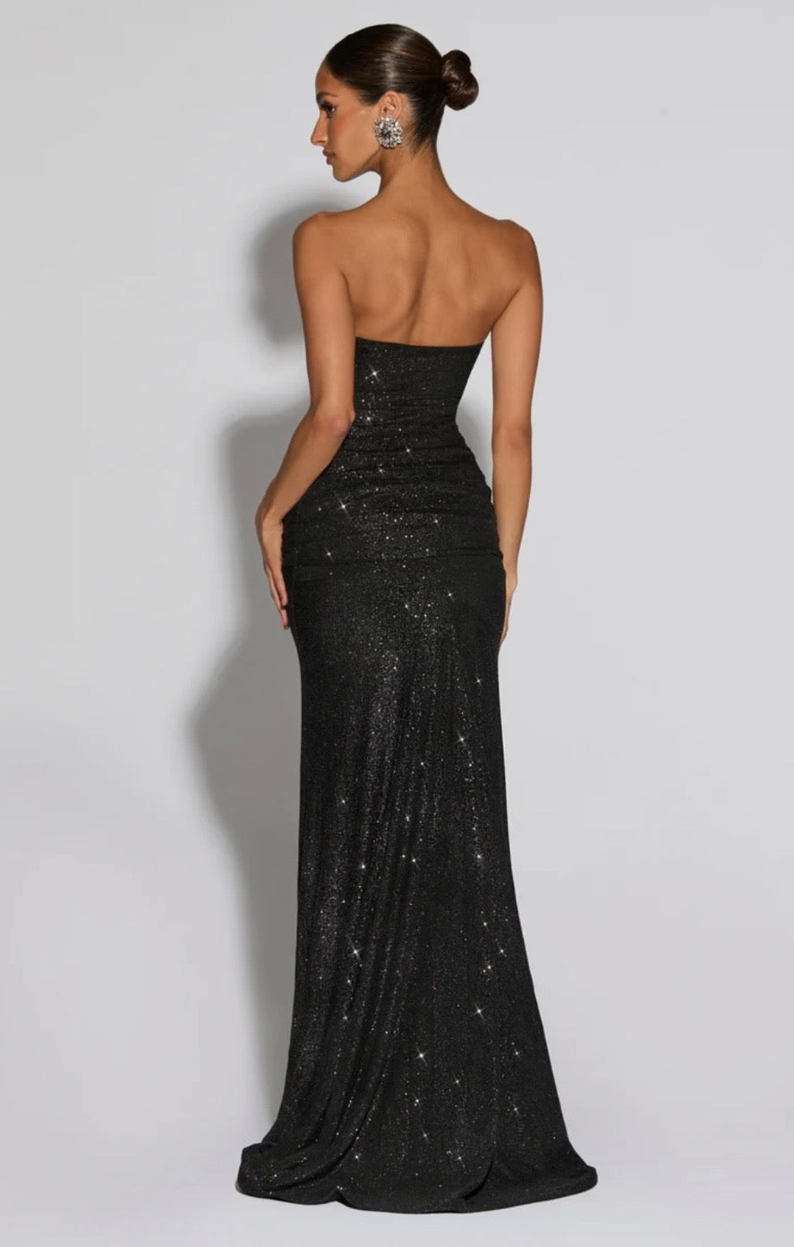 Giselle | Women's Glitter Mesh Sculpted Maxi Dress